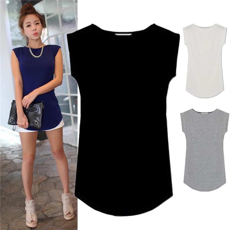 T-shirts Female Solid Color Cotton Basic T shirt Women Summer Tops Plain Women's Blank Tshirts