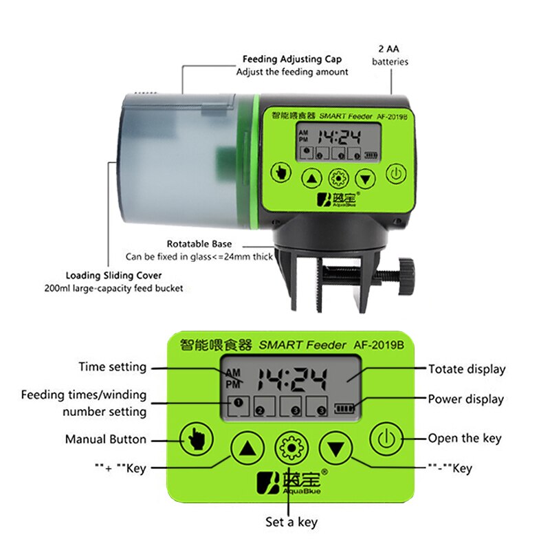 Cool automatisk fiskefoderautomat digital akvarium akvarium elektrisk plastik timer foderautomat madfodringsautomat værktøj fiskefoder