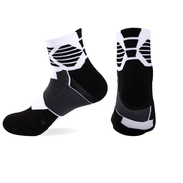 Udendørssport basketball løbende fitness sokker åndbar, skridsikker termisk fortykket ergonomisk sportsbeklædning: Hvid sort