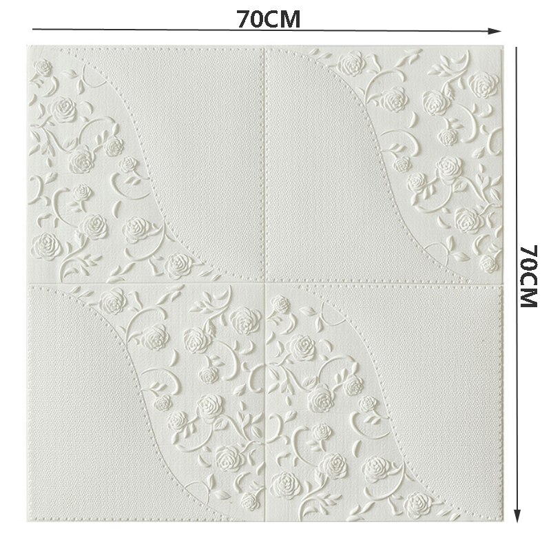 3D Wall Stickers ceiling sticker roof decoration Foam wallpaper waterproof DIY TV background wallpaper decoration sticker: White