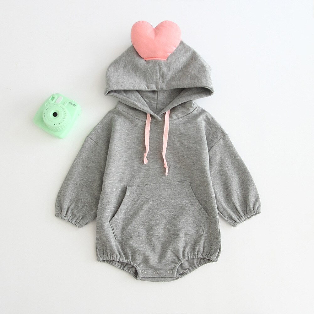 MILANCEL baby clothing cute baby boys bodysuits hood infant girls bodysuit heart style baby bodysuit