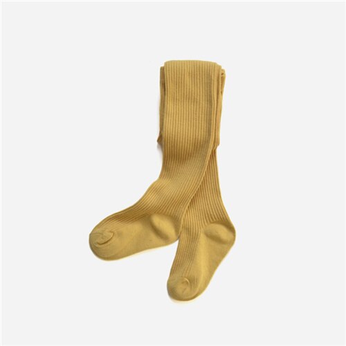 Juríadka meia-calça infantil feminina de algodão, meia-calça feminina de malha macia e sólida para bebê, branca e preta apertada, primavera e outono: S for 1-3Years / YELLOW