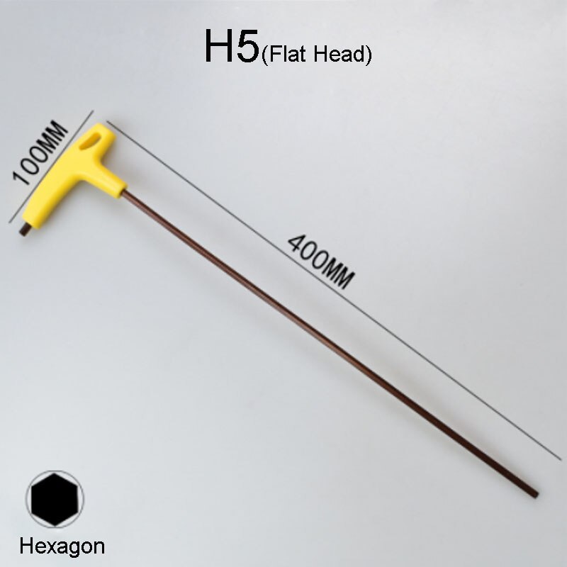 1PCS T-Handle Hex Key Wrench 400mm Flat/Ball head Hex Socket Screwdriver Universal Double-end Wrench Allen Screws Tools: H5-400MM Flat