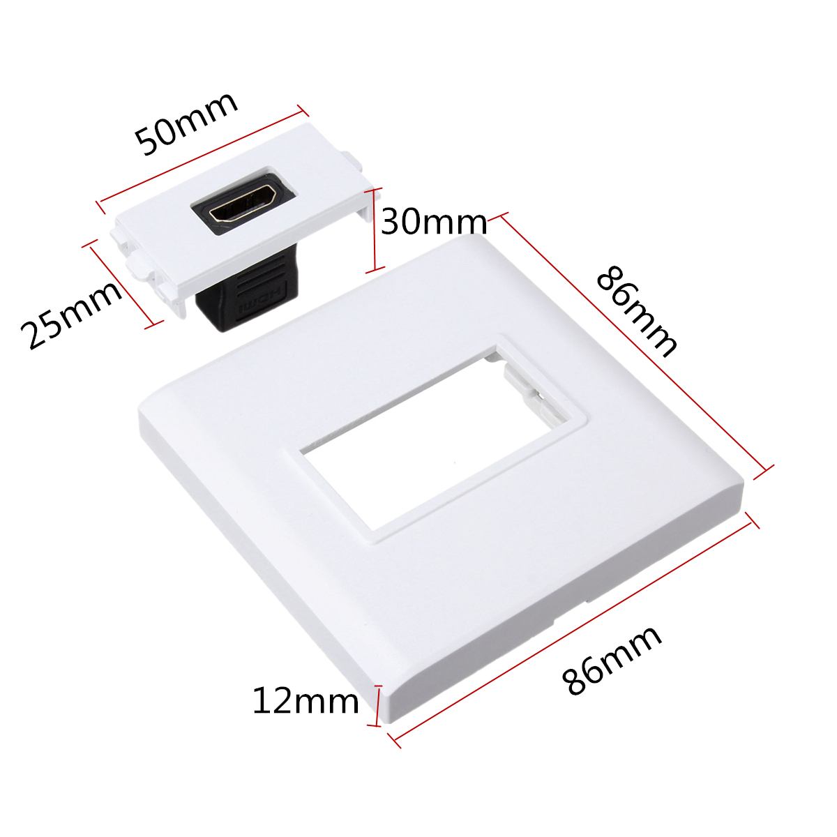 Practical White HDMI 1 Port Wall Plate Socket Panel Cover Coupler Outlet Extender For HDTV DIY Easy to Install