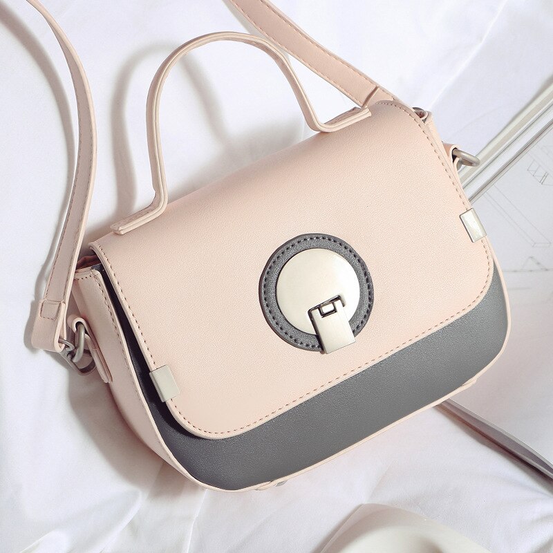 Gaohe European and American round button small square Bag Messenger Bag single shoulder women's bag leisure ba: Pink.