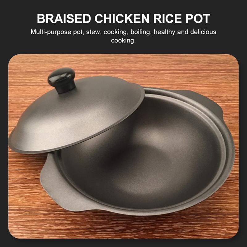 Strong Cast Iron Casserole Braised Chicken Rice Pot Yellow Stewed Chicken Rice Pot With Lid Kitchen Cookware