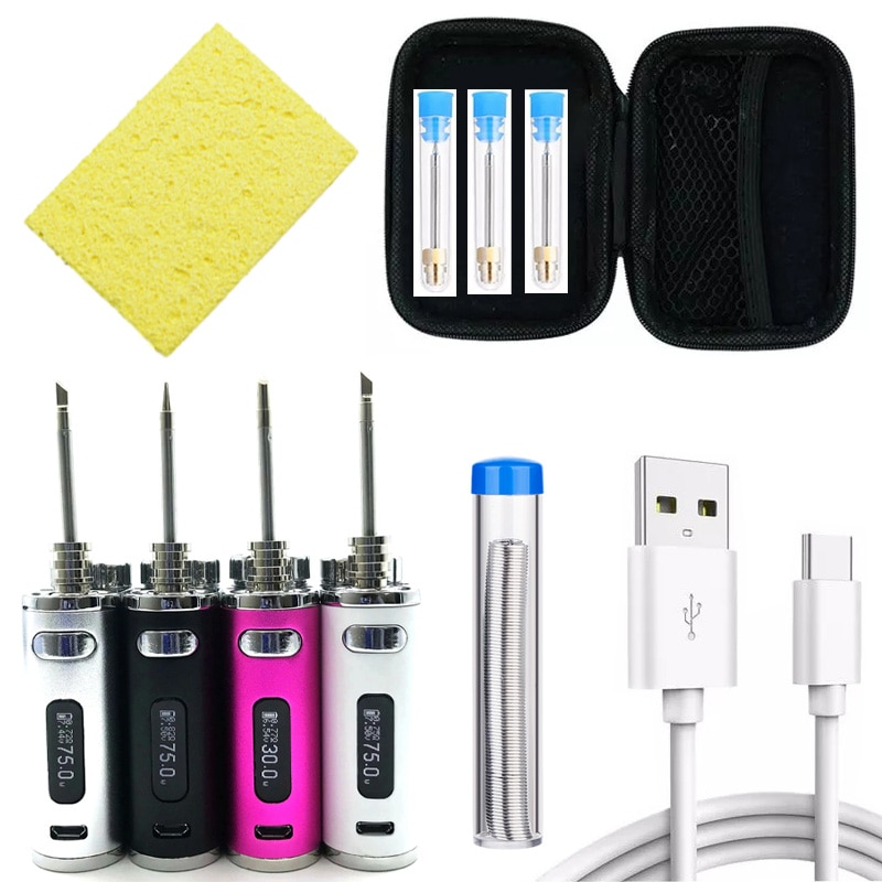 Wireless battery soldering iron USB portable rechargeable soldering iron 1W-75W power adjustable soldering iron set