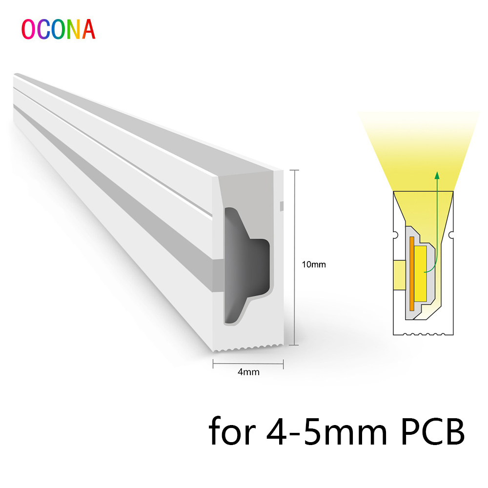 Tube Néon Flexible Super Fin, Sans Bande LED, Diffuseur Étanche IP67 pour SMD COB, 3mm, 4mm, 5mm, Vue Latérale, 4x10mm: Beige