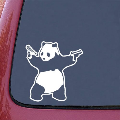 Schieten Panda Note Bumper Sticker Decal Car Window Premium Wit Gestanst Vinyl Decal 6 ''Wit