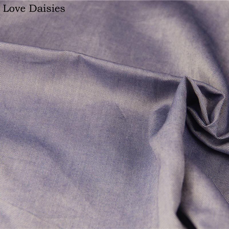 Solido BLU 100% Cotone Chambray Tessuto Lucido bene per il FAI DA TE di Autunno di proprietà di Abbigliamento di Moda Vestito Degli Uomini Della Camicia di Lavoro Manuale Del Tessuto Tessile