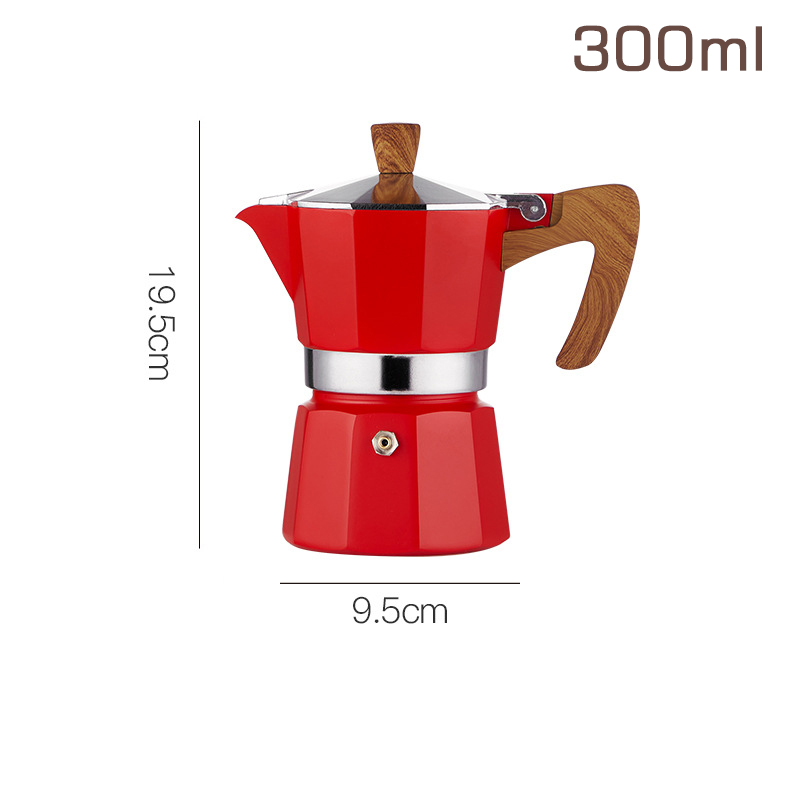 Przenośny ręcznie parzony ekspres do kawy kuchenka elektryczna zestaw dziesięciopunktowy zestaw do mokki do parzenia kawy w domu mała włoska ekstrakcja: Red 300ml