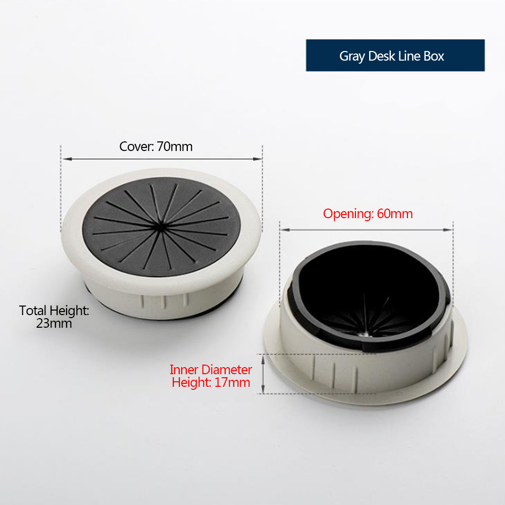 1Pcs Desk Line Hole Cover 60mm Plastic Round Line Box For Furniture Cabinets Computer Desk Thread Hole Cover Office Accessories: Gray