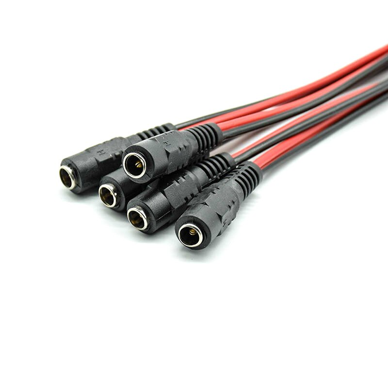 5 stk dc strøm han hun kabel 12v stik dc adapter kabel stik stik til cctv kamera dc stik 5.5*2.1mm 5.5 x 2.1