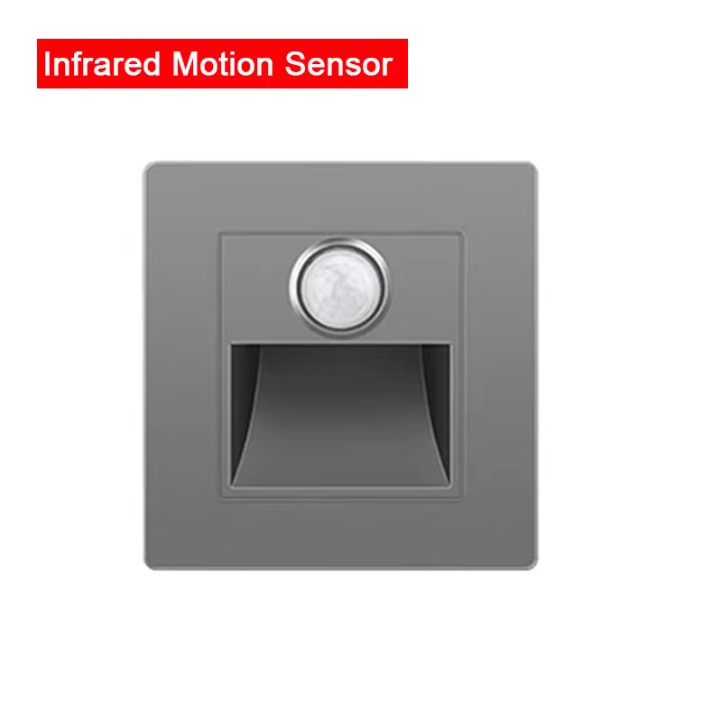 Luces de escalera con Sensor de movimiento infrarrojo, lámpara de pared para escaleras interiores y exteriores, luz LED empotrada de 3W para decoración de escaleras y dormitorios: Plata