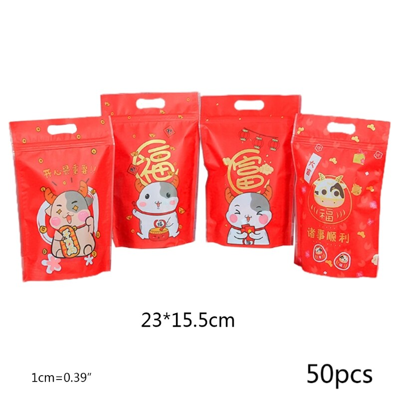 Chinese Year Candy Bundles Nougat Snowflakes Biscuit Packaging Bag Hand Bag