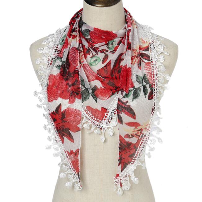 Women Triangle Wrap Lady Shawl Colorful Lace Scarf Female Tassel Shawls Scarves Spring Summer Photo Props Accessories: white