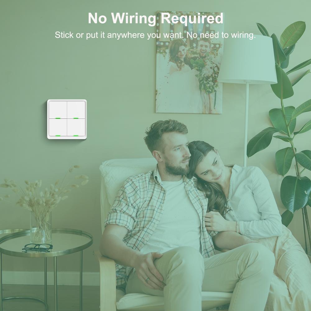 Tuya ZigBee Scene Switch, Works with All Tuya ZigBee/Wifi Devices, Wireless Smart Mechanical Push Button Switch, Hub Required