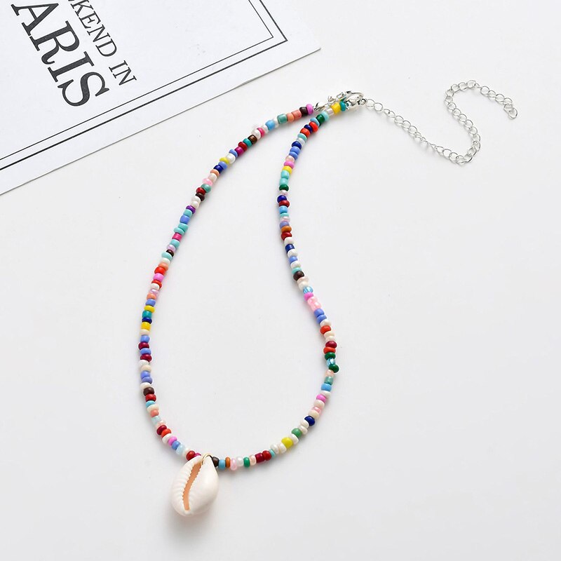 Bohemen Kleurrijke Kralen Shell Choker Ketting Voor Vrouwen Handgemaakte Verklaring Charmant Kragen Mode Zomer Strand Sieraden: NL9115-1