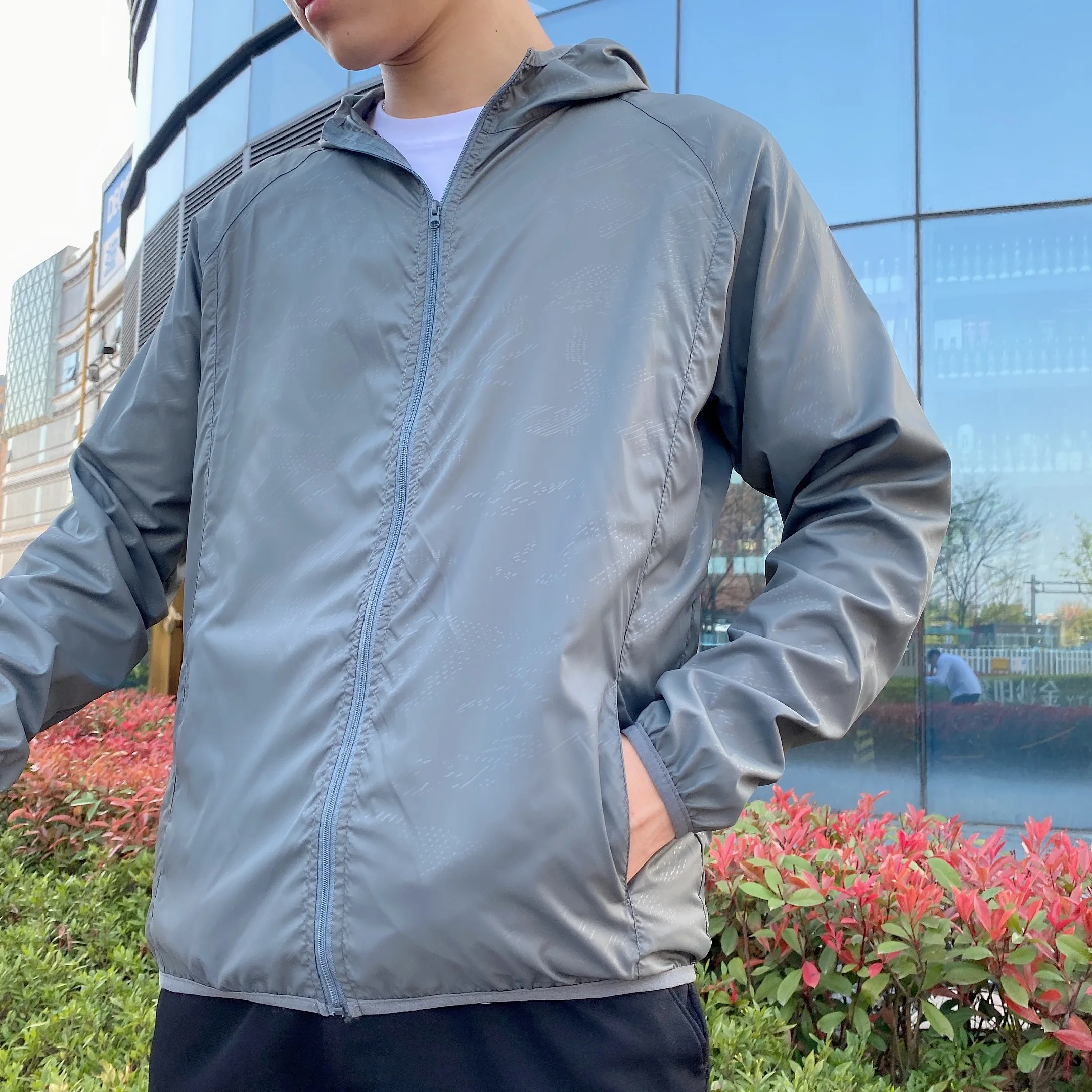 Casual zomerjack met capuchon Heren Dames Zonbescherming Kleding Jachtkleding Sneldrogend Windjack Veelzijdige viskleding: XS / Sky Blue