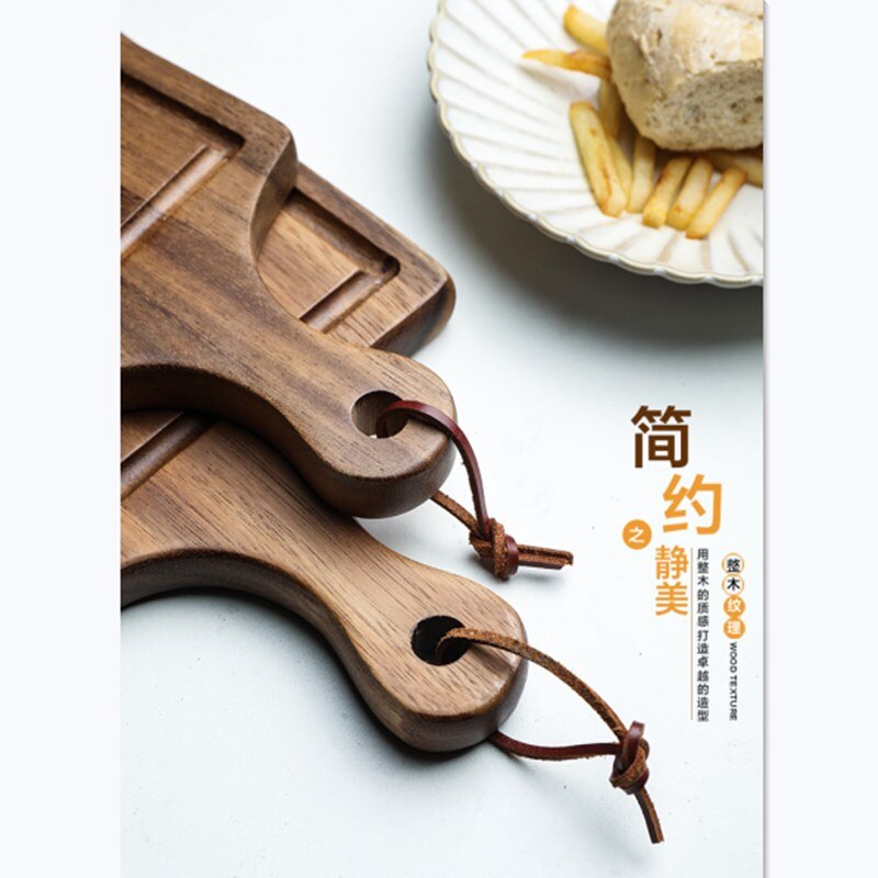 Natural Acacia Wood Cutting Board With Handles Rectangula Cutting Vegetable Board Pizza Bread Board Sushi Board Rolling Panel
