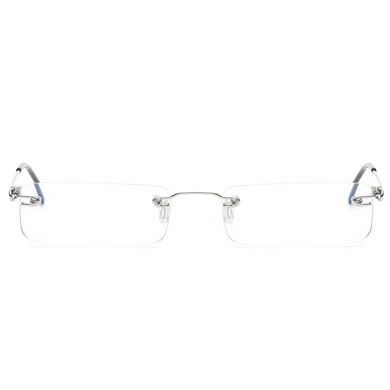 May Flower Anti-Blue Rimless Reading Glasses Square Metal Presbyopic Eyewear With Case Eyeglasses Men‘s Glasses For Sight Plus+4