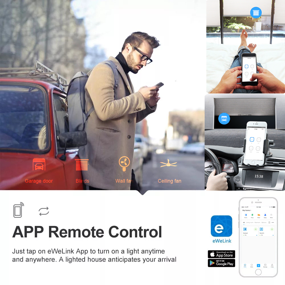 Módulo de interruptor de casa inteligente Ewelink, 4 canales, WiFi, 12V, 24V, 7-32V, 85-250V, 16A, Control remoto, temporizador, Alexa, Google Home