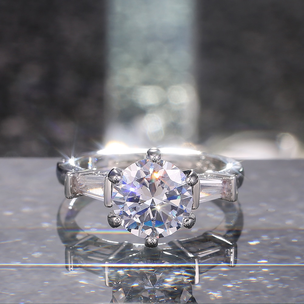 Huitan – bague de mariage en pierre de Zircon à Six griffes pour femme, bijou de luxe, classique, Super brillant, zircone cubique, AAAAA