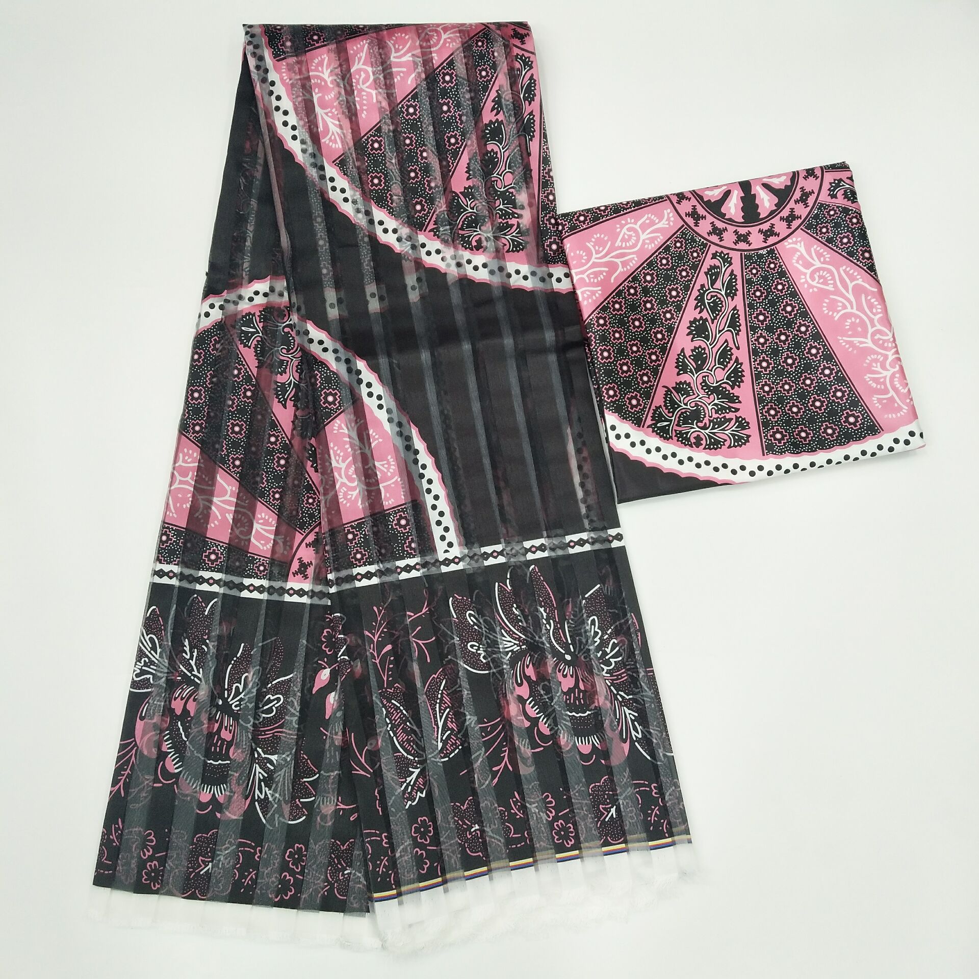 Gahna stil satin silke stof med organza bånd afrikansk voks!  j52501: Lyserød