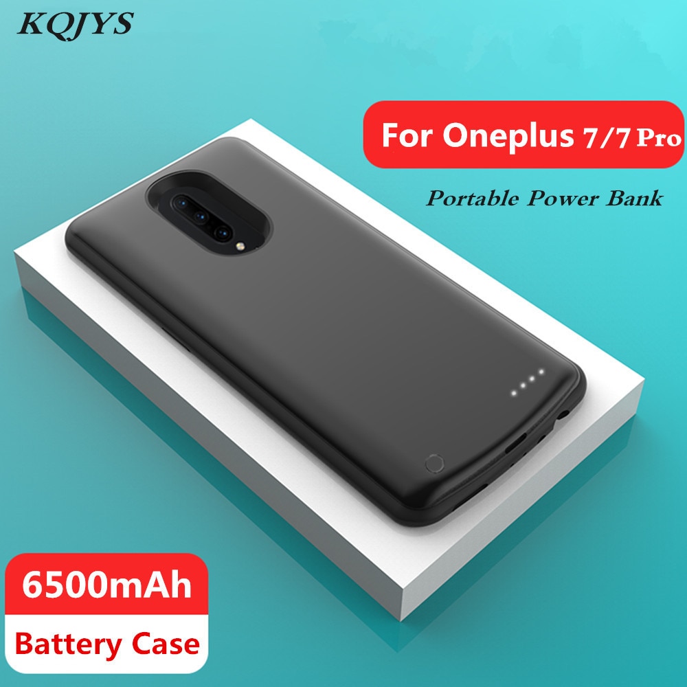 Kqjys-capa portátil para carregador de bateria, compatível com oneplus 7 pro, 6500mah