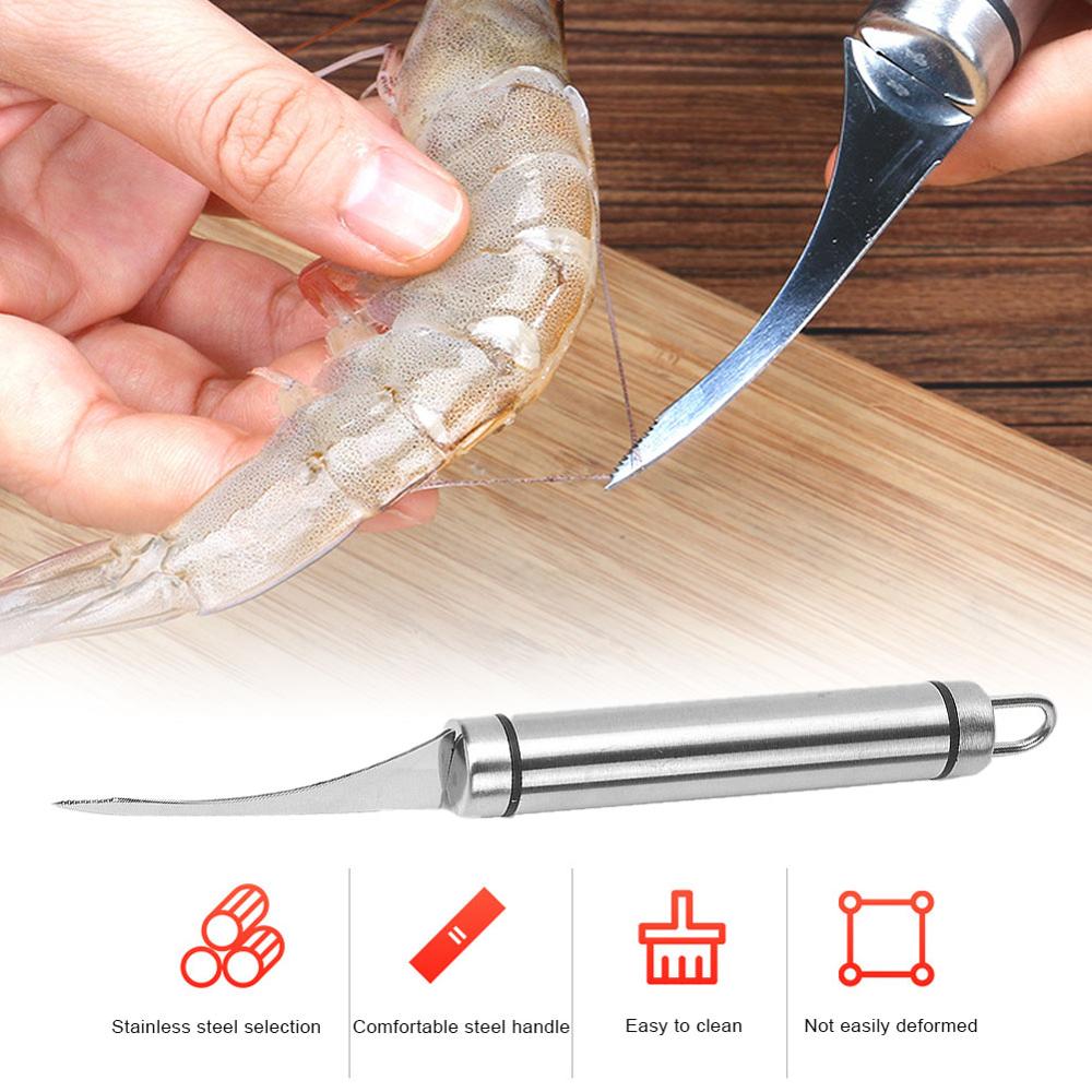 1pcs Stainless Steel Peeling Shrimp Lobster Knifes Shrimp Line Practical Seafood Tools Portable Kitchen Supplies