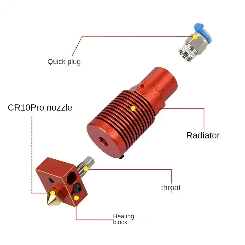 Creality CR-10S/Pro CR-10 MAX CR-10S pro V2 Upgrade-Hotend-Kit – verschleißfeste Messing-Düse mit 0,4 mm Durchmesser für 3D-Drucker