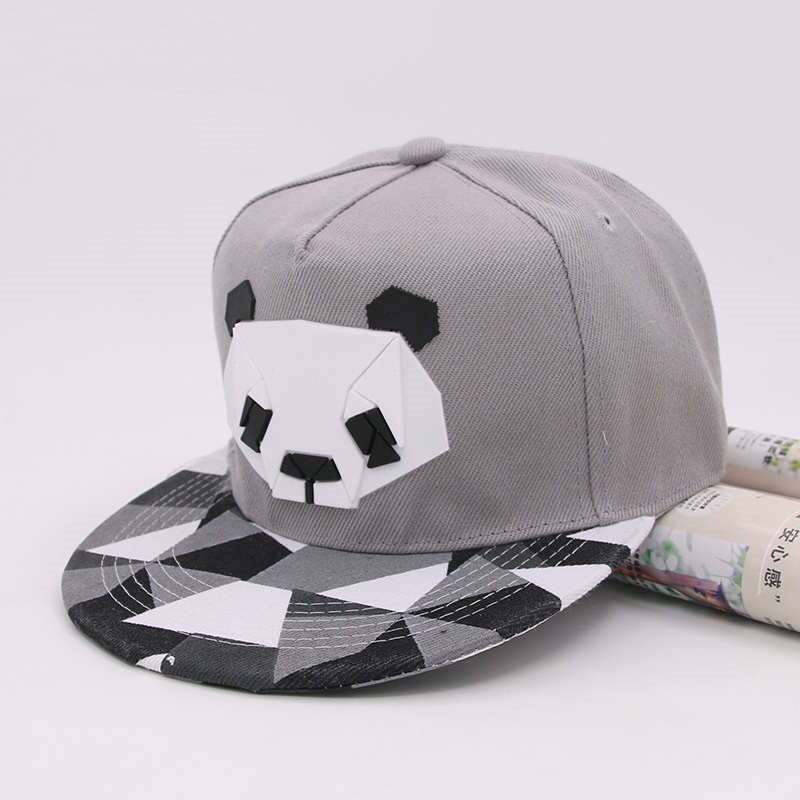 Bonés de beisebol ajustável primavera 2019, boné de panda com desenho animado para homens e mulheres, boné de hip hop com sol na moda chapéu de osso: Cinza