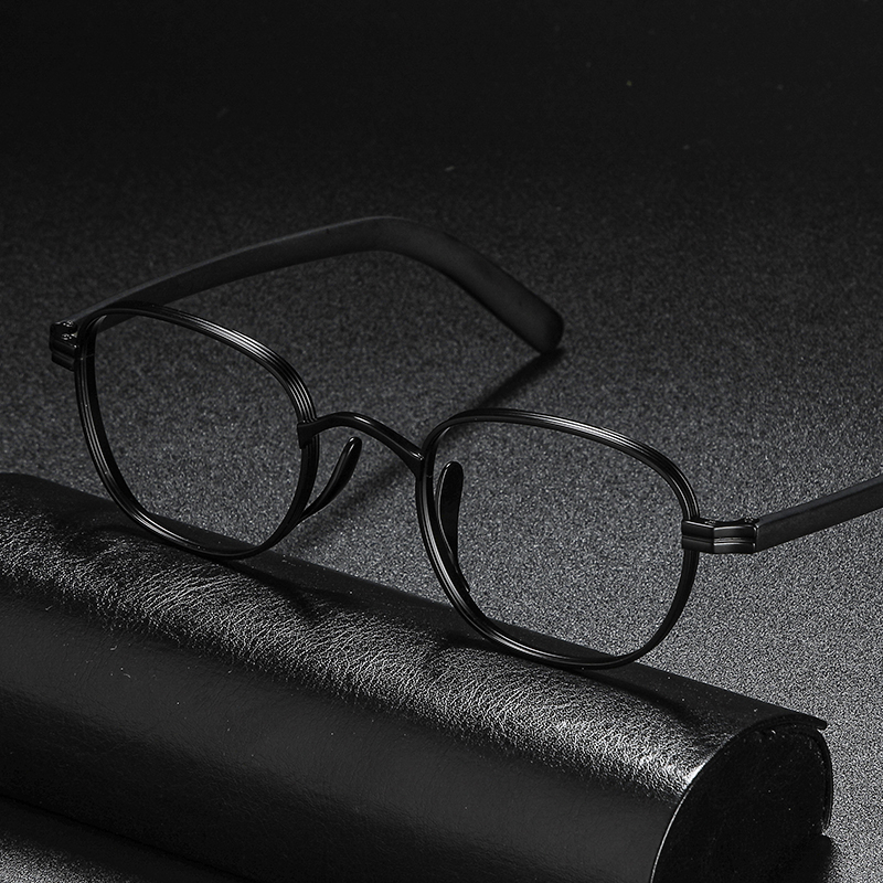 Jahrgang Titan Brillen Rahmen Männer Luxus Acetat retro Platz Rezept Optische Gläser Rahmen Frauen Myopie Brillen: matt Schwarz
