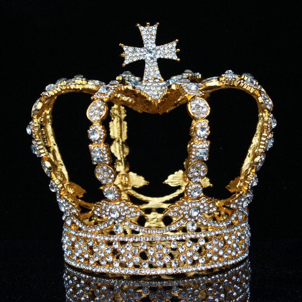 Crystal Vintage Royal Queen Koning Tiaras en Kronen Mannen/Vrouwen Pageant Prom Diadeem Haar Sieraden Bruiloft Haar Sieraden Accessoires