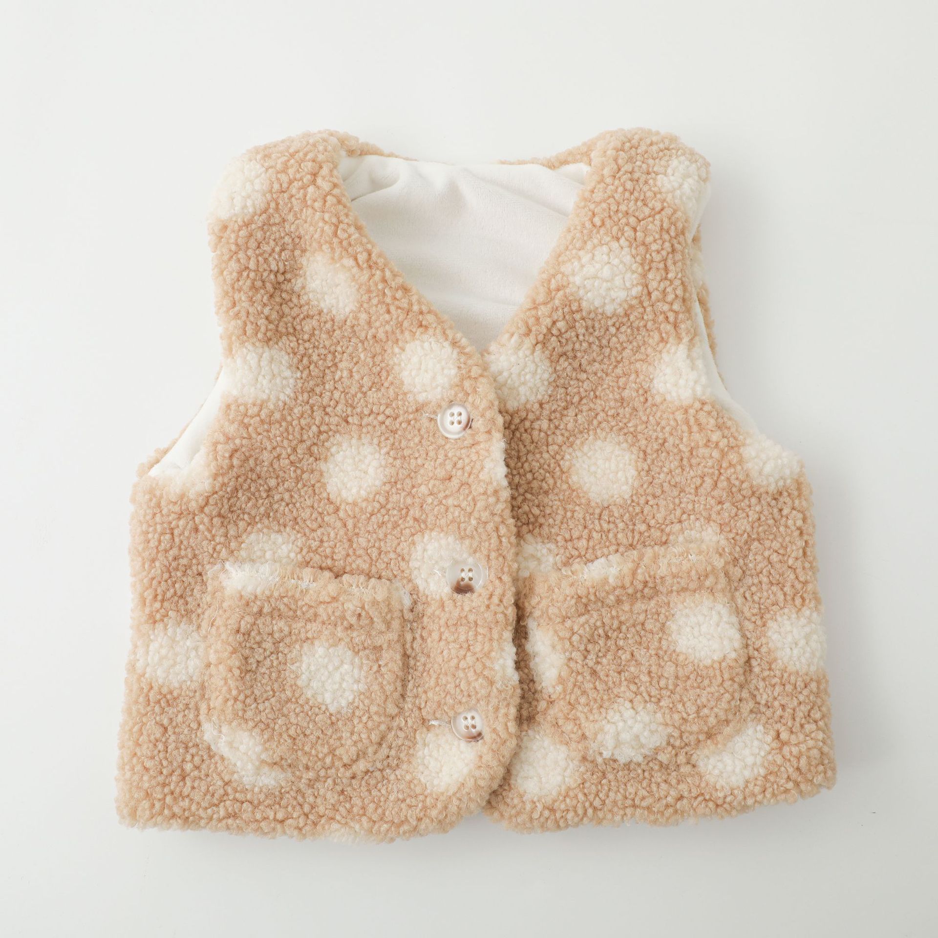 Winter Baby Warm Vest Leuke Dot Print Baby Meisje Mouwloze Vest Jas Mode Pasgeboren Peuter Jas Jongens Kleding: apricot / 3T  100cm