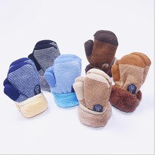 Winter Warm Baby Handschoenen Volledige Vingers Baby Meisjes Jongens Thicken Breien Wanten Touw Verbinding Kids Handschoenen