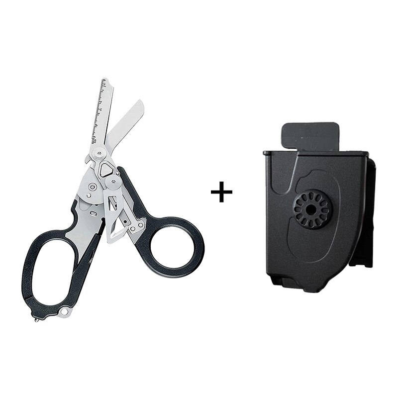 Multifunctionele Draagbare Schaar Emergency Response Scharen Glas Breaker Veiligheid Hamer Vouwen Thuis Schaar: black with case