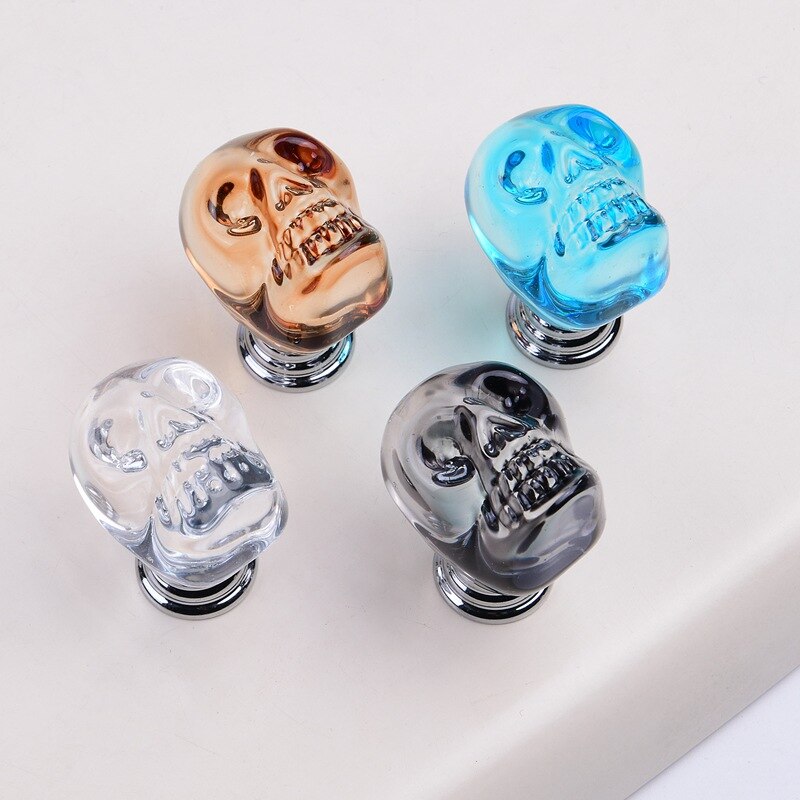 Furniture Handle Simple European Style Crystal Skull cupboard handles Wardrobe door knobs Hardware handles for furniture