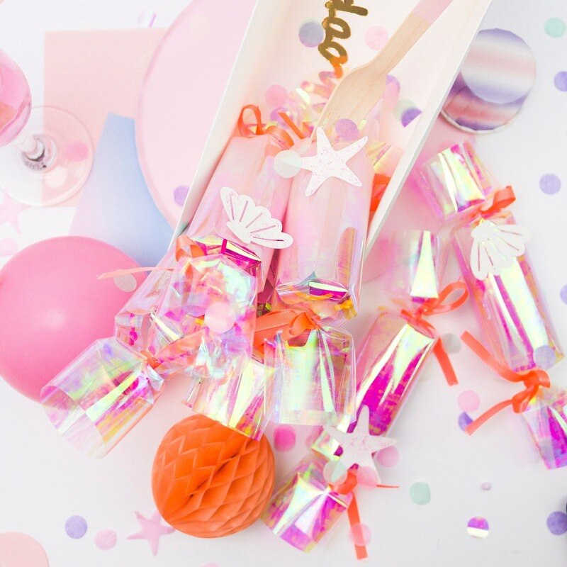 6 stk/sæt havfrue push pop salut konfetti fødselsdagsfest indretning bryllup jubilæum fester baby shower forsyninger foto rekvisitter