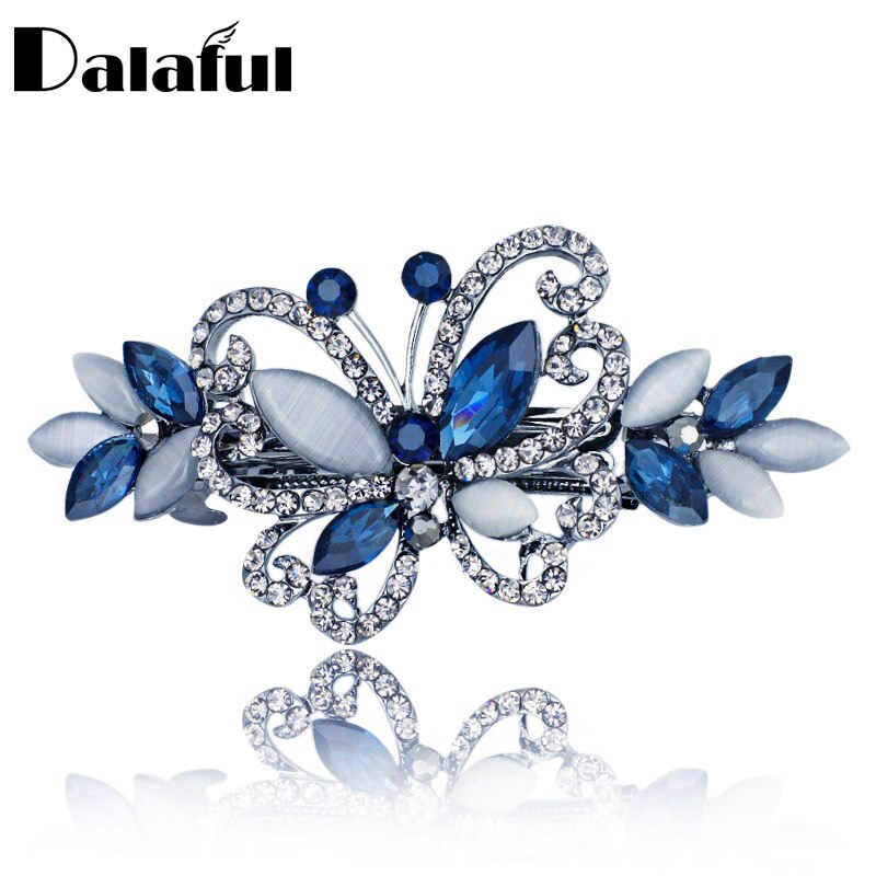 Broche de cristal de mariposa con diamantes de imitación Opals, pasador para el pelo, accesorios para el pelo, joyería para mujer, niña, boda F134