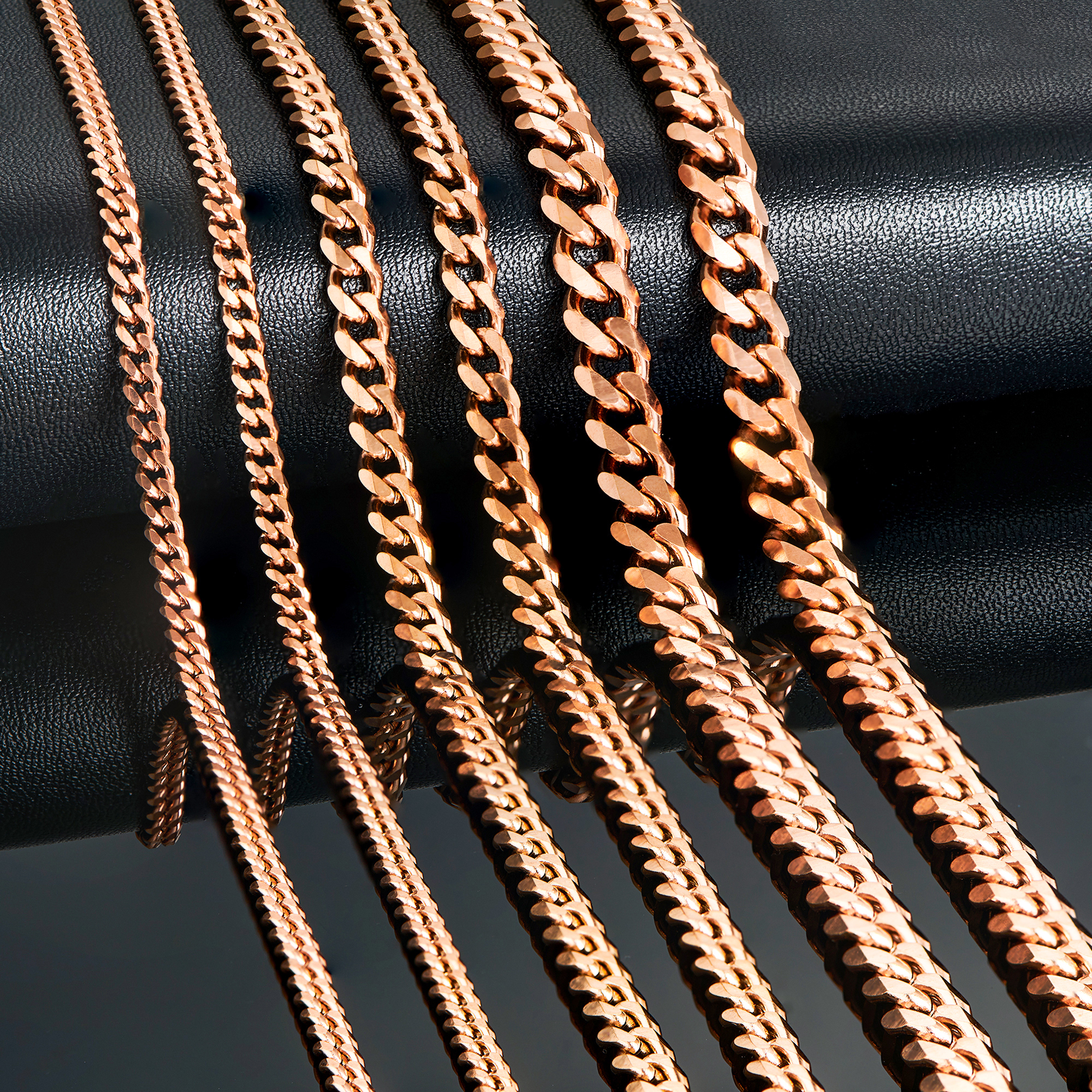 3,6 mm/5 mm/7 mm/Cadenas de eslabones cubanos de acero inoxidable de color rosa Collar clásico para mujer y niña de 14 a 30 pulgadas