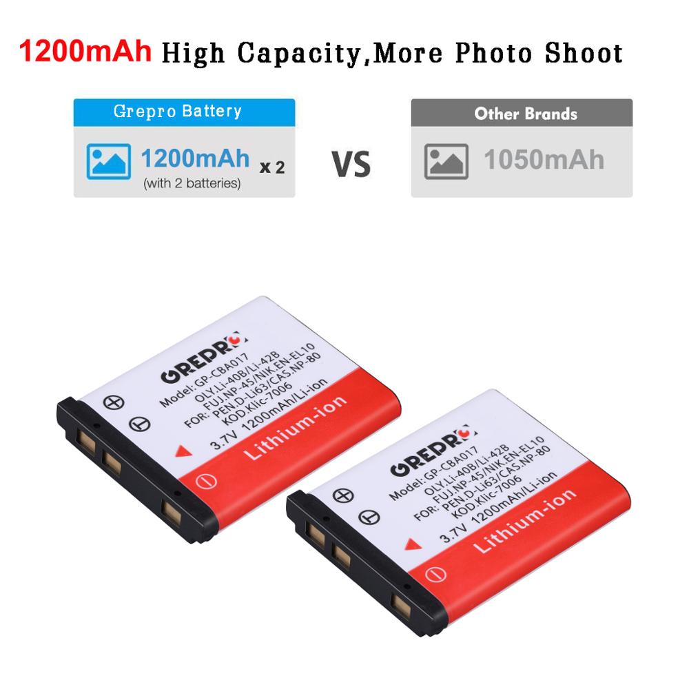 Batterie 1200mAh pour Olympus Li 40B, 42B, NIK.EN EL10, PE n.d-li63, KOD.