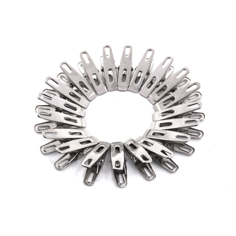 20 Pcs/Lot Stainless Steel Clothes Pegs File Metal Clips For Coat Pants Laundry Drying Hanger Rack Washing Food Sealing Clip
