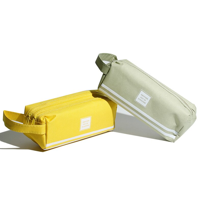 4 PCs Large Capacity Double-Sided Canvas Pencil Case Red Solid Color Stationery Pack Student Pencil Case Stationery