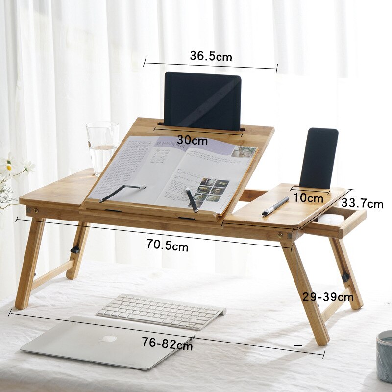Bamboo foldable laptop table small table folding lifting desk bed side small table study desk kids breakfast table