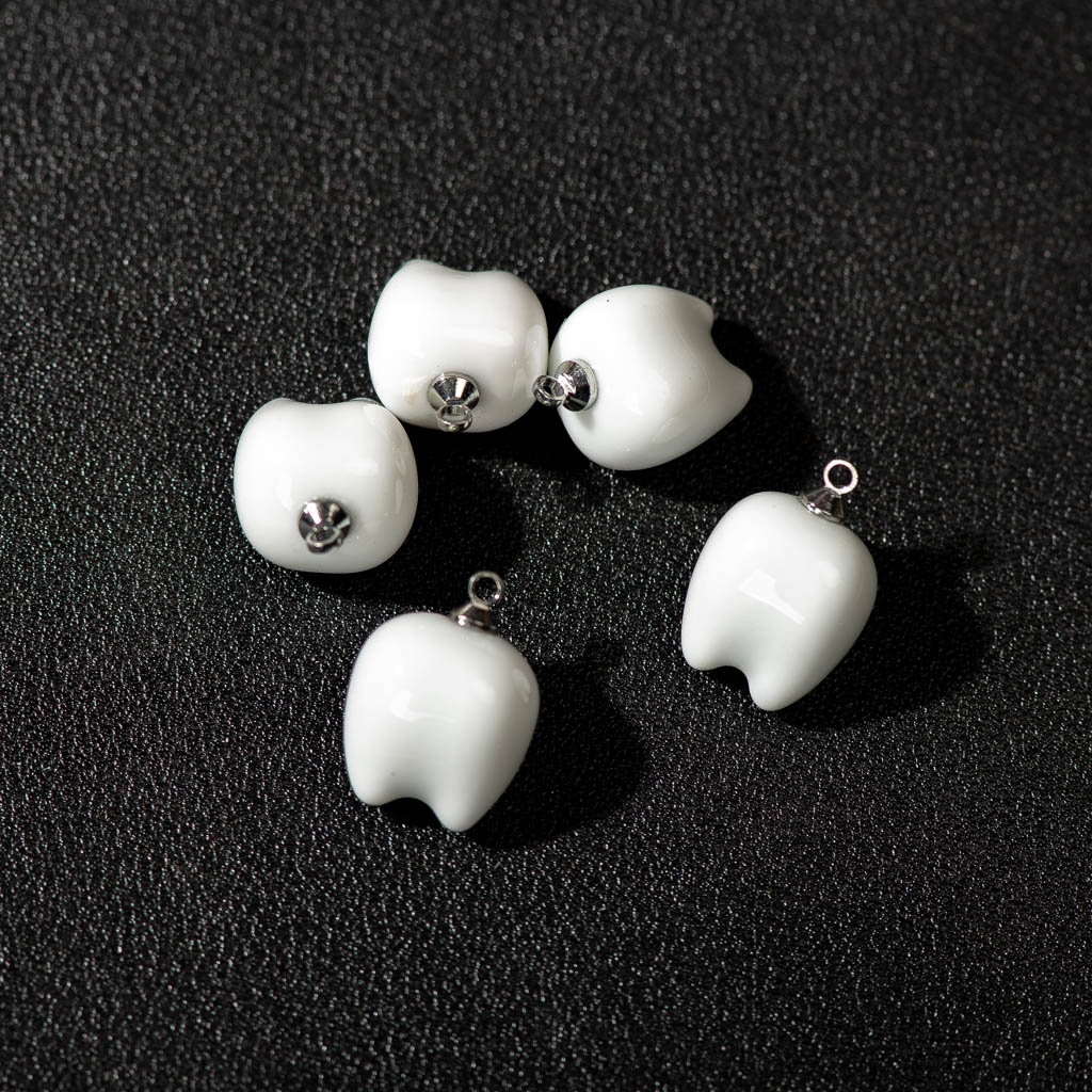 2Pcs 2Size Keramische Tanden Hanger Ketting & Earring Set Ideaal Voor Diy Porselein Sieraden Maken Accessoires Z747