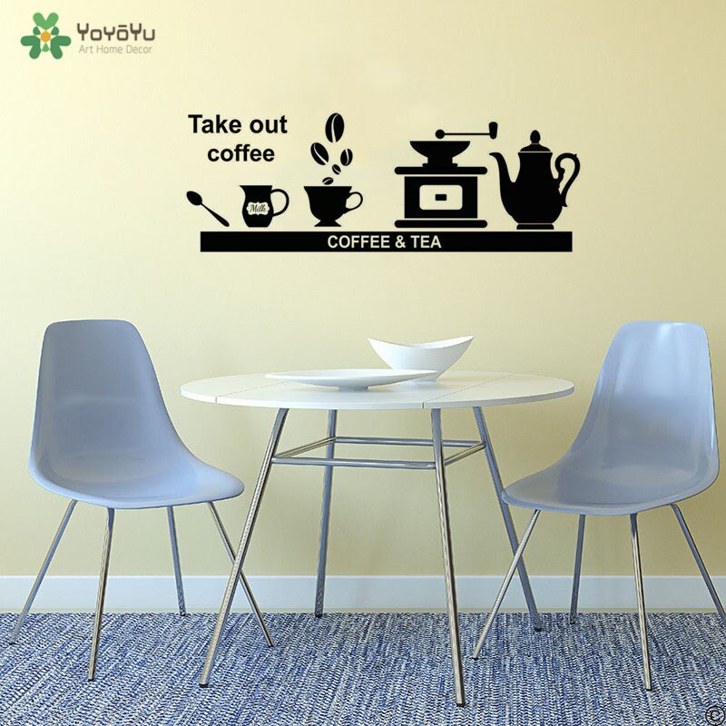YOYOYU Wall Decal Coffee And Tea Wall Stickers Take Out Coffee Kitchen Lounge Picture Poster Wall Quotes Stickers Home Art QQ180