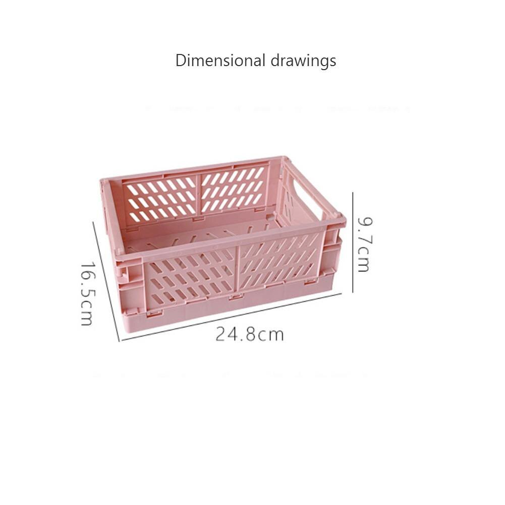 24.8x16.5x9.7cm Collapsible Crate Plastic Folding Storage Box Basket Utility Cosmetic Container Desktop Holder Home Use