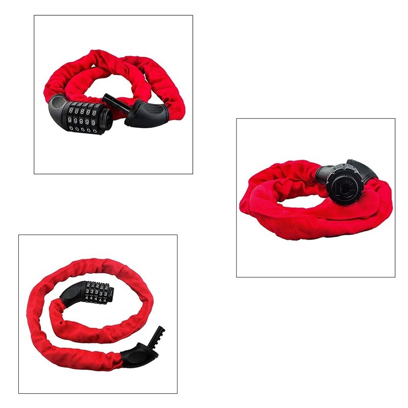 Bicycle Lock,5-Digit Combination of Bicycle Chain Lock,for Bicycles and Motorcycles,Gate Fence,Glass Door,Scooter Lock