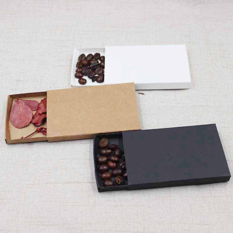 10pcs DIY blank kraft/black/white cardboard slide drawer box / candy favor packing display box custom cost extra